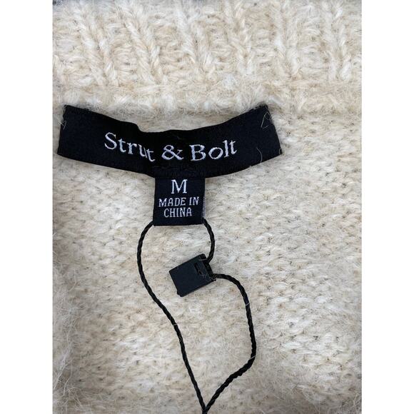 Strut & Bolt Women Ecru Pullover Sweater, With Decorative Cable Knit, Sz Med - Picture 5 of 7